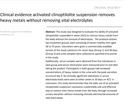 Activated clinoptilolite in water