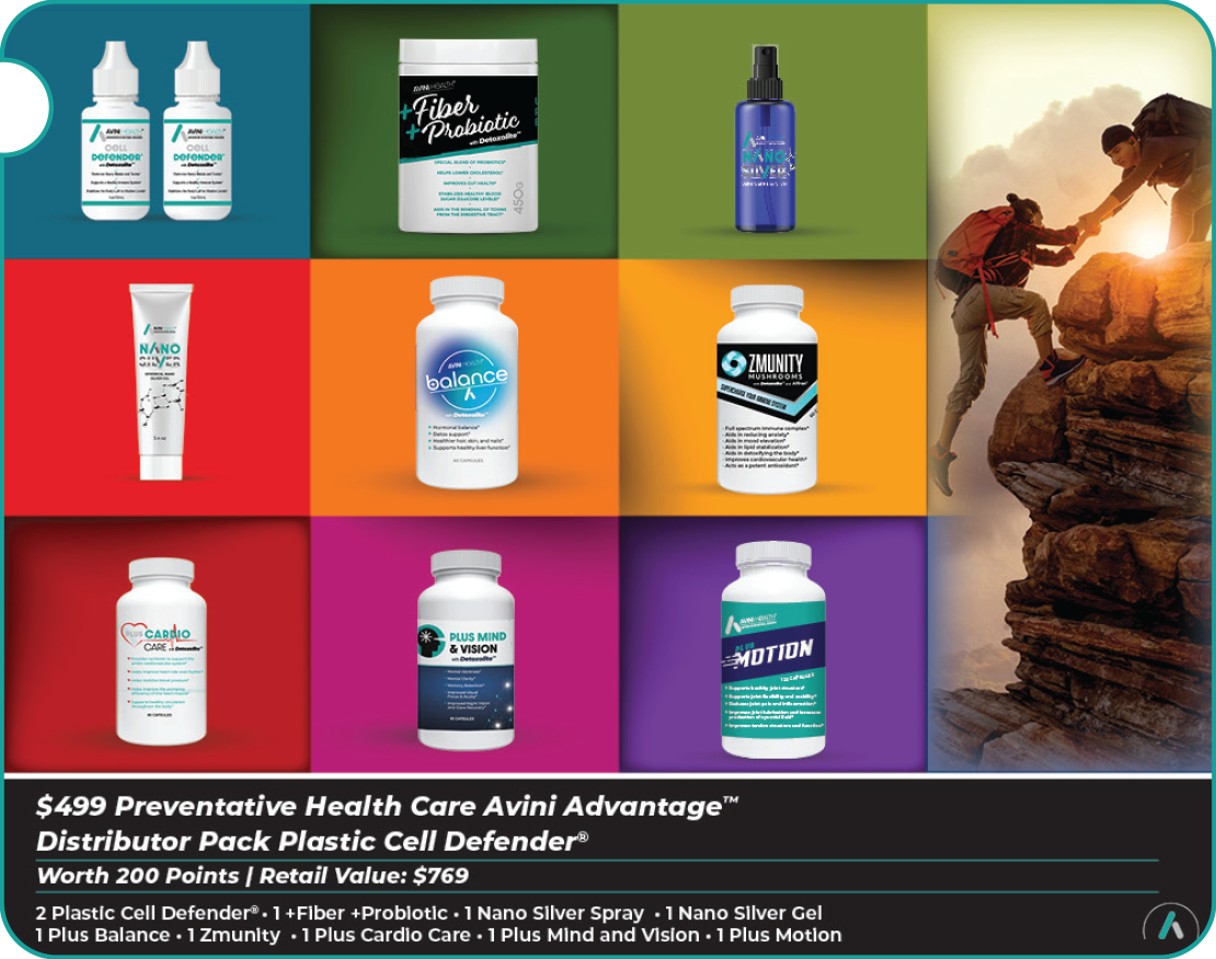 $499 Preventative Health Care Avini Advantage™ Distributor Pack Plastic Cell Defender®